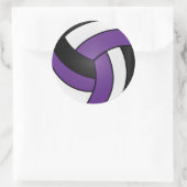 パープル・ホワイト・ブラックのバレーボール ラウンドシール (バッグ)