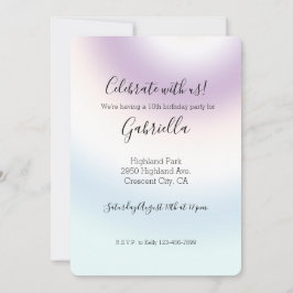 パープル ホワイト ブルー タイダイ  招待状