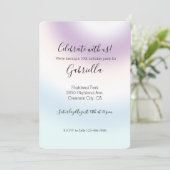 パープル ホワイト ブルー タイダイ 誕生日    招待状 (スタンド正面)