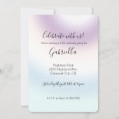 パープル ホワイト ブルー タイダイ 誕生日    招待状 (正面)