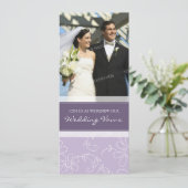 パープル・ホワイト・結婚フォトの誓いの更新招待状 招待状 (スタンド正面)