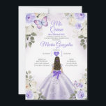 パープル&ホワイトMis Quince 15 Anos Silver Crown 招待状<br><div class="desc">キンセアニラパープル&ホワイトシルバークラウン招待状ミスカンス15 Anos、16誕生日、</div>
