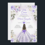 パープル&ホワイトMis Quince 15 Anos Silver Crown 招待状<br><div class="desc">キンセアニラパープル&ホワイトシルバークラウン招待状ミスカンス15 Anos、16誕生日、</div>