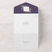 パープル ボタニカル グリーンリーフ フォト ウェディング オールインワン招待状 (外側)