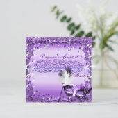 パープル・マスカレード・マスク・エレガント・ボール・パーティー 招待状 (スタンド正面)