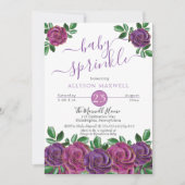 パープル |マゼンタ色のフローラベビー散布 招待状 (正面)