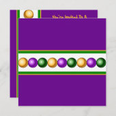 パープル マーディ グラース ビーズ インビテーション (正面/裏面)