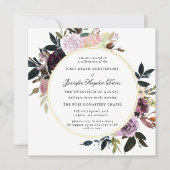 パープル マーブ ローズ フローラル 初忌 招待状 (正面)