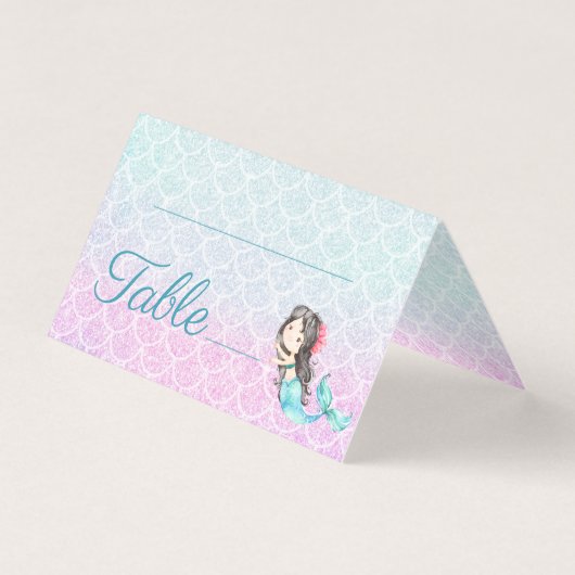 パープル·マーメイド·ガールズ·ベビー·シャワー·テーブル·ナンバー (正面)