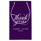 パープル |ミニマル結婚リストに感謝 スモールペーパーバッグ (裏面)