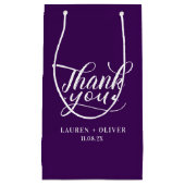 パープル |ミニマル結婚リストに感謝 スモールペーパーバッグ (正面)