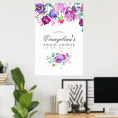パープル&ミントフローラブライダルシャワーへようこそ ポスター (ホームオフィス)
