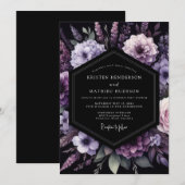 パープル ムーディー ノクターン ウェディング 招待状 (正面/裏面)