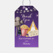 パープル ムービー ナイト バースデー パーティー サンクス ギフトタグ (正面)