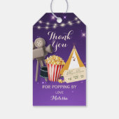 パープル ムービー ナイト バースデー パーティー サンクス ギフトタグ (裏面)