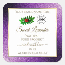 パープル メタリック グリッター ホワイト 製品ラベル ロゴ