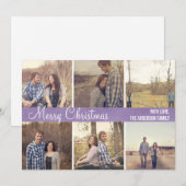 パープル・メリー・クリスマス・フォト・フラット・カード シーズンカード (正面/裏面)