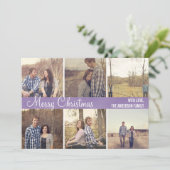 パープル・メリー・クリスマス・フォト・フラット・カード シーズンカード (スタンド正面)