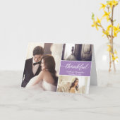 パープル·モダンフォト·コラ結婚ージュ カード (黄色い花)