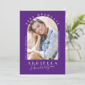 パープル モダン フォト 卒業式招待状 招待状 (スタンド正面)
