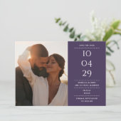 パープル モダン ミニマリスト ウェディング フォト セーブザデート (スタンド正面)