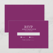 パープル モダン ミニマリスト ウェディング RSVP カード (正面/裏面)