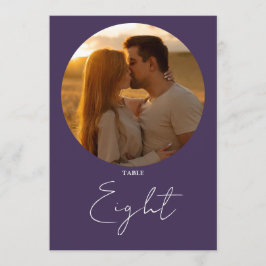 パープル モダン ミニマリスト スクリプト テーブル ナンバー 招待状