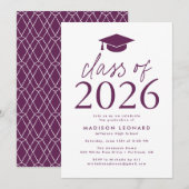 パープル モダン| 2023年度卒業パーティーのクラス 招待状 (正面/裏面)