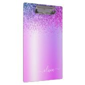 パープル モノグラム グリッター スパークル ガーリー スクリプト クリップボード (右)