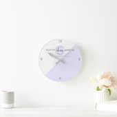 パープル·モノグラム·スタイルカスタム·ロゴ·ビジネス ラウンド壁時計 (ホーム)