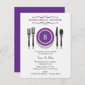 パープル モノグラム リハーサル ディナー 招待状 (正面/裏面)