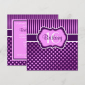 パープル、ライラックの水玉模様 16歳の誕生日招待状 招待状 (正面/裏面)