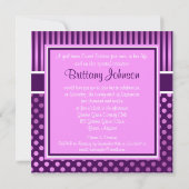 パープル、ライラックの水玉模様 16歳の誕生日招待状 招待状 (裏面)