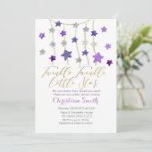 パープル ライラック きらきら星 赤ちゃん歓迎会 招待状 (スタンド正面)