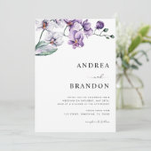 パープル ライラック オーキッドQRコード  ウェディングオールインワン 招待状 (スタンド正面)