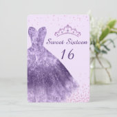パープル ライラック スイート 16 パーティー ドレス 16歳の誕生日 招待状 (スタンド正面)