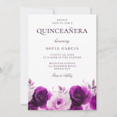 パープル ライラック バイオレット ローズ 花の キンチアネラ 招待状 (正面)