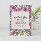 パープル ライラック ピンク 水彩 花の母の日 招待状 (スタンド正面)