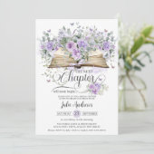 パープル ライラック フローラル ブック ネクスト チャプター ブライダル 招待状 (スタンド正面)