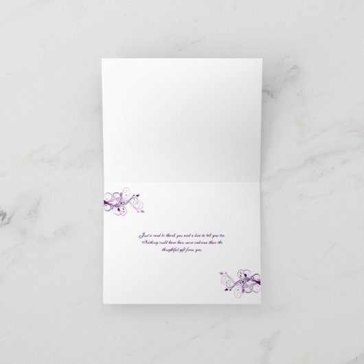 パープル ライラック ホワイト フラワーレター ありがとうカード サンキューカード (内部)