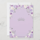 パープル ライラック ホワイト フローラル シルバー キンセアニエラ XV 16 招待状 (裏面)