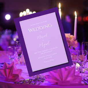 パープル ライラック モダン ミニマリスト ウェディング 招待状