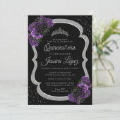パープル ライラック ラベンダー フラワーのキンセアニエラ シルバー 招待状 (スタンド正面)