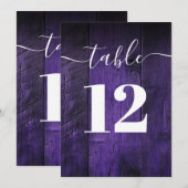 パープル ラスティック バーン ウッド ボホ テーブル ナンバー 招待状 (正面/裏面)