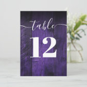 パープル ラスティック バーン ウッド ボホ テーブル ナンバー 招待状 (スタンド正面)
