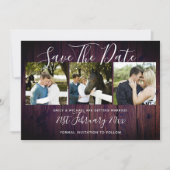 パープル ラスティック フォト コラージュ セーブ・ザ・デート ウェディング 招待状 (正面)