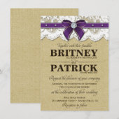 パープル ラスティック ヴィンテージ バルーン ウェディング インビテーション (正面/裏面)