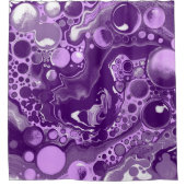 パープル.ラベンダーとグレーの大理石の流体アートセル シャワーカーテン (正面)