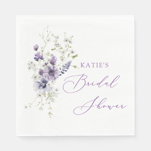 パープル+ラベンダーフローラパーティーナプキン スタンダードランチョンナプキン (正面)