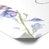 パープル+ラベンダーフローラブライダルシャワーウェルカムサイン ポスター (角)